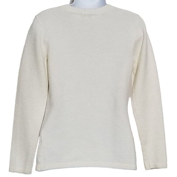 Guide Series Vintage 90s Y2K Pullover Sweater Womens M White Wool Blend V-neck - Picture 4 of 9